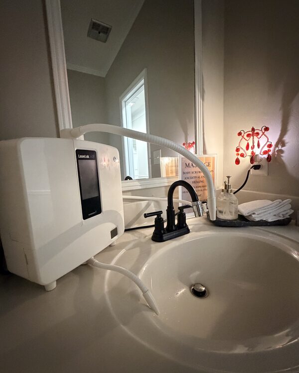 Hydrogen alkaline water station for clients at The Body Temple Spa