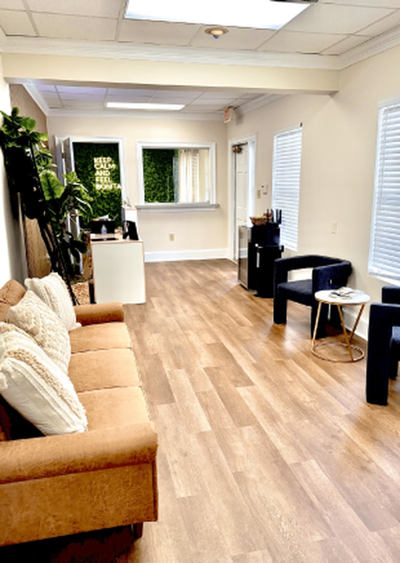 Lounge area with seating at The Body Temple Spa